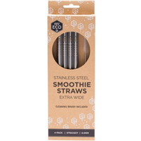 Ever Eco Smoothie Straws Extra Wide (4 Pack + Brush)