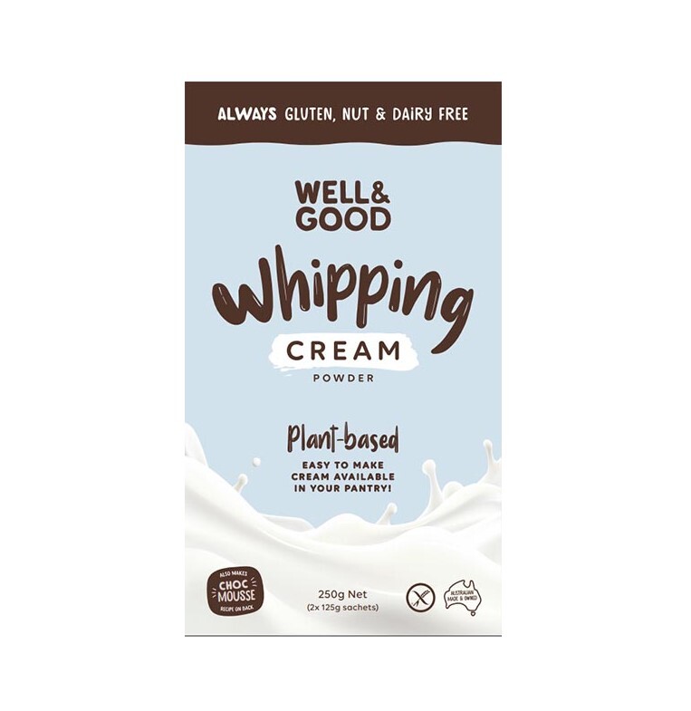 Well & Good Plant Based Whipping Cream Powder 250g Vegan Sunnybrook