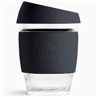 JOCO Reusable Glass Cup Regular 12oz Black 354ml