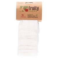 Fruity Sacks Reusable Bamboo Shopping Bag White (3 Pack)