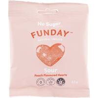 Funday No Added Sugar Sour Peach Hearts 50g