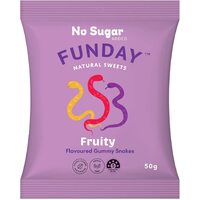Funday No Sugar Added Fruity Gummy Snakes 50g