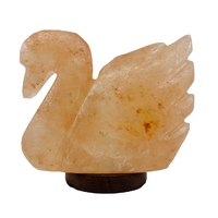 Saltco Salt Lamp Swan Wooden Base