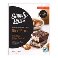 Simply Wize Rice Bars Milk Choc Salted Caramel 90g