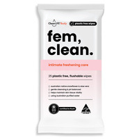 CleanLIFE Fem Clean Intimate Flushable Plastic Free Wipes 25pk