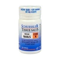 Schuessler Tissue Salts - Comb K: Weak Nails, 125 tabs