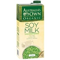 Australias Own Organic Unsweetened Soy Milk 1L
