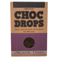 Organic Times Gluten & Dairy Free Dark Choc Drops 200g