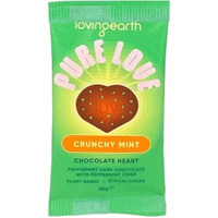 Loving Earth Crunchy Mint Dark Chocolate Heart Peppermint crisp 30g