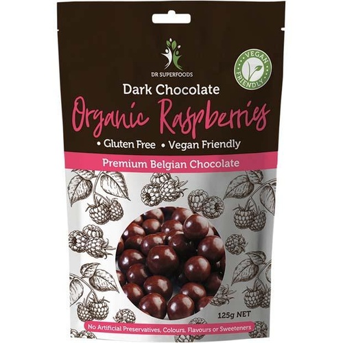 Dr Superfoods Dark Chocolate Organic Raspberries 125g
