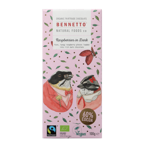 Bennetto Raspberries in Dark Chocolate 100g