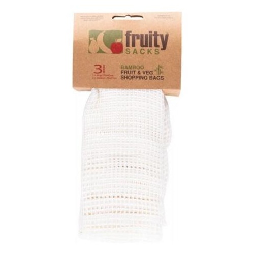 Fruity Sacks Reusable Bamboo Shopping Bag White (3 Pack)