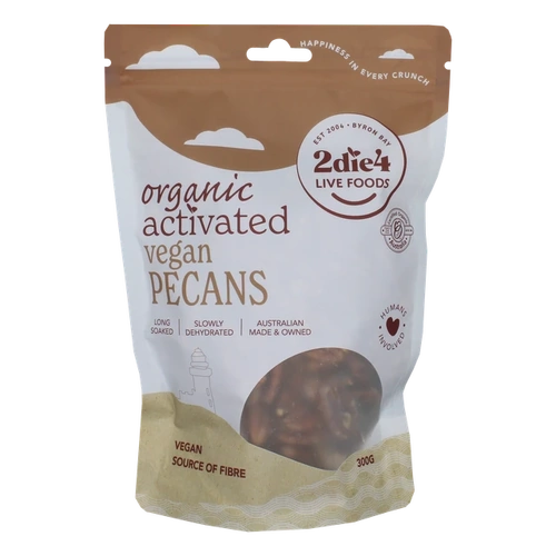 2die4 Organic Activated Pecans VEGAN 300g