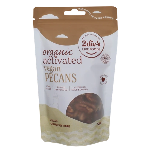 2die4 Organic Activated Pecans VEGAN 120g