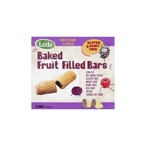 Leda Baked Fruit Filled Bars Triple Berry Flavour (5 Pack) 190g 