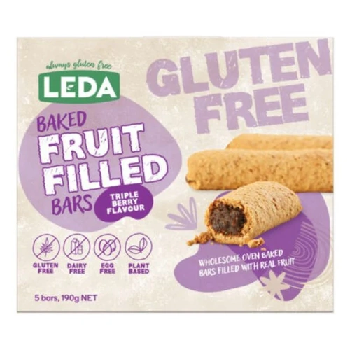 Leda Baked Fruit Filled Bars Triple Berry Flavour (5 Pack) 190g 