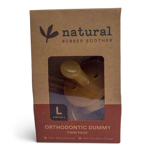 Natural Rubber Soother Orthodontic Dummy Twin Pack L (6+ Months)