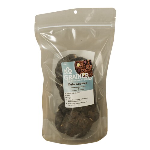 No Grainer Keto Cookies Macadamia Nuts & Sugar-Free Chocolate (6 Pack) 215g