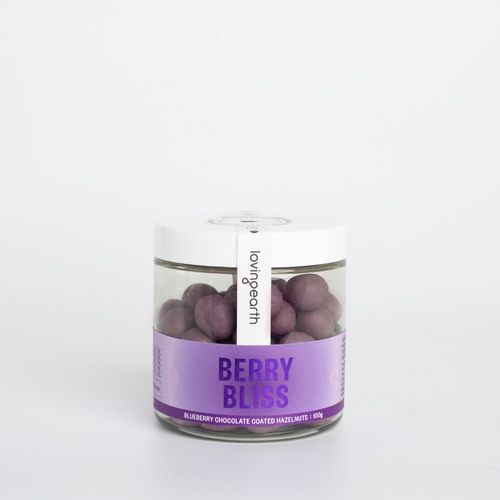 Loving Earth Chocolate Coated Hazelnuts Berry Bliss 100g