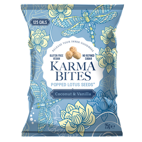 Karma Bites Popped Lotus Seeds Coconut and Vanilla 25g