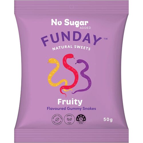 Funday No Sugar Added Fruity Gummy Snakes 50g