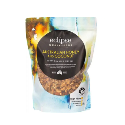Eclipse Organics Slow Roasted Muesli Australian Honey & Coconut 450g