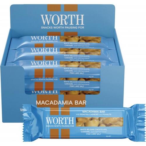 Worth Foods Macadamia Bar White Chocolate & Caramel 40g