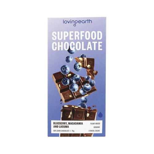 Loving Earth Superfood Chocolate Blueberry Macadamia & Lacuma 70g