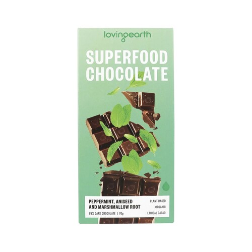 Loving Earth Superfood Chocolate Peppermint Aniseed & Marshmallow 70g