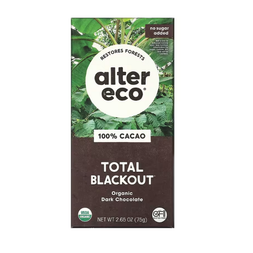 Alter Eco Dark Total Blackout Cocoa Chocolate (100%) 75g