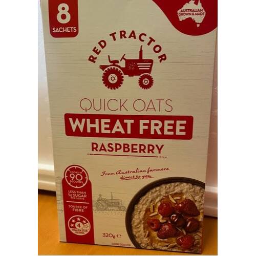 Red Tractor Oats Sachet Wheat Free Raspberry 320g