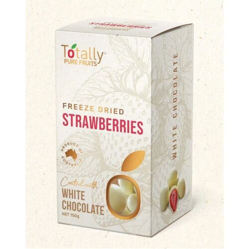 Totally Pure Fruits Freeze Dried White Choc Strawberries 150g