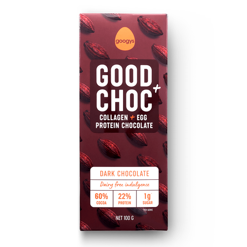 Googys Good + Choc Collagen Egg Protein Dark Chocolate 100g