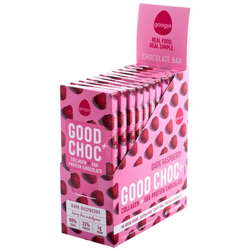 Googys Good + Choc Collagen Egg Protein Chocolate Dark Raspberry 100g