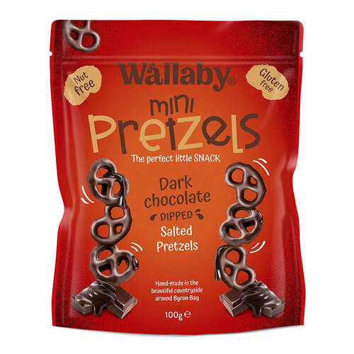 Wallaby Gluten Free Dark Chocolate Pretzels 100g