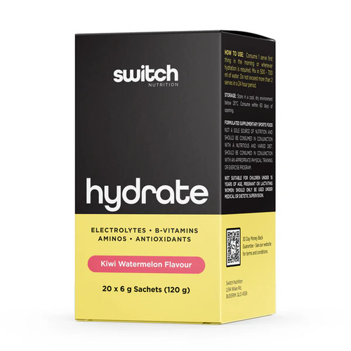 Switch Nutrition Hydrate Electrolytes No Added Sugar Kiwi Watermelon 20x6g