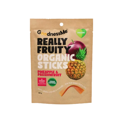 GoodnessMe Really Fruity Organic Sticks Pineapple & Passionfruit 120g