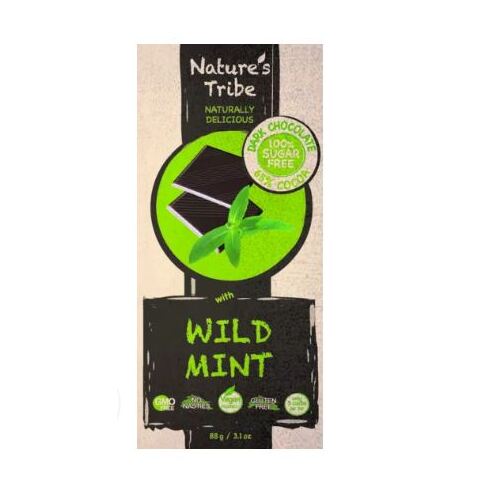 Natures Tribe No Added Sugar Dark Chocolate Wild Mint 88g