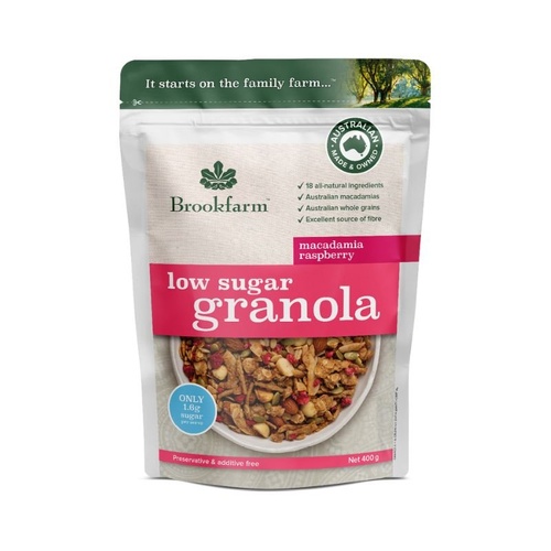 Brookfarm Low Sugar Granola Macadamia Raspberry 400g