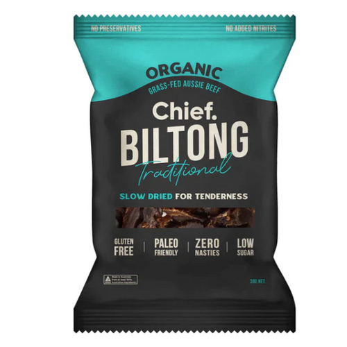Chief Organic Grass Fed Biltong Traditional Beef 90g