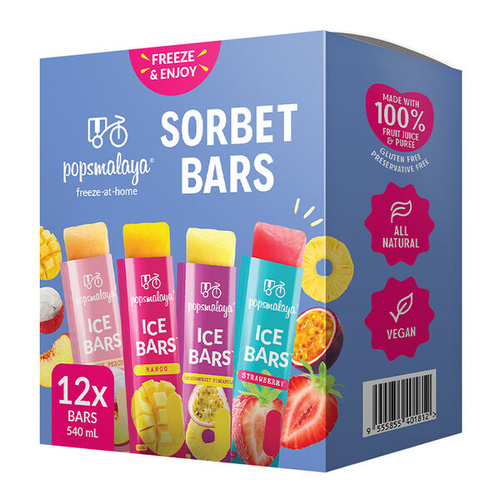 Popsmalaya Sorbet Bars Variety Pack 12x45ml
