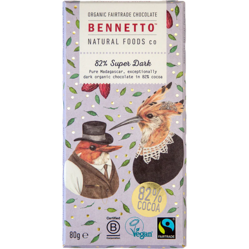 Bennetto Organic Super Dark Chocolate 82% 80g