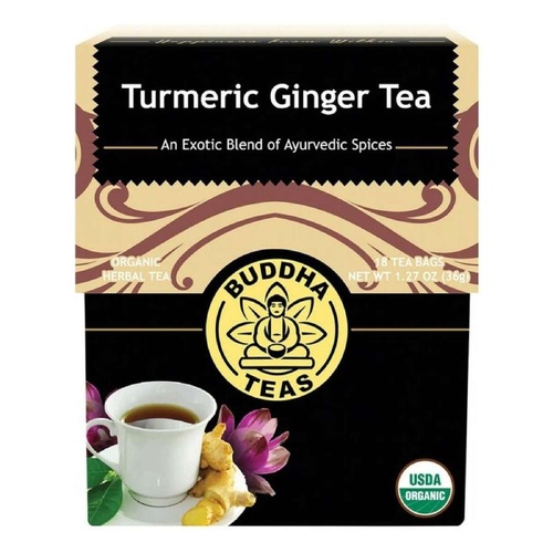 Buddha Teas Organic Herbal Tea Bags Turmeric Ginger 18pk