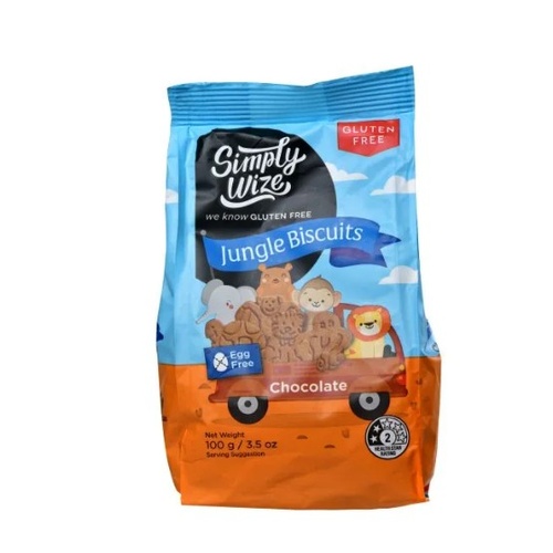 Simply Wize Jungle Biscuits Chocolate 100g