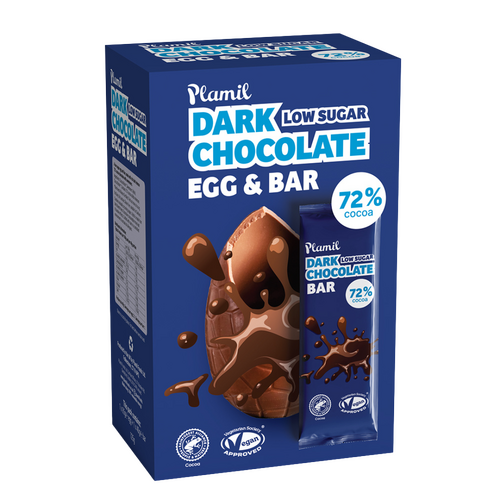 Plamil Dark Choc Low Sugar Egg & Bar 125g