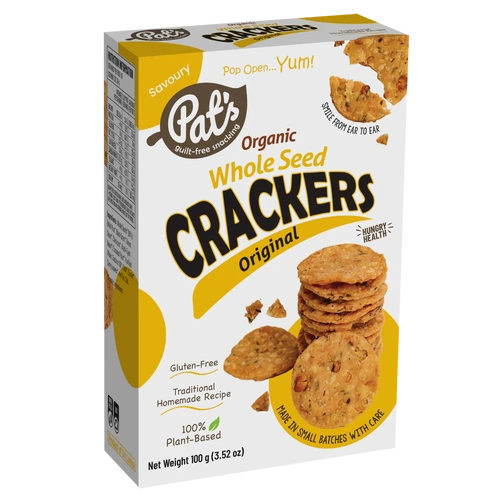 Pats Organic Whole Seed Crackers Original 100g