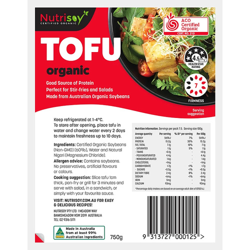 Nutrisoy Organic Tofu 750g