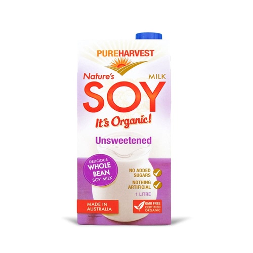 Pure Harvest Organic Soy Milk Unsweetened 1L