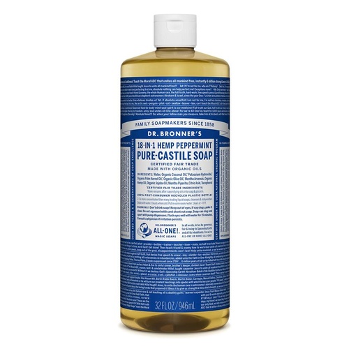 Dr Bronners Peppermint Castile Liquid Soap 946ml