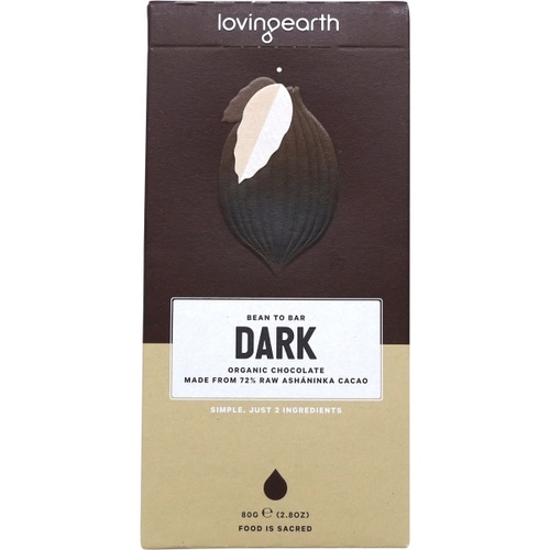 Loving Earth Organic 72% Raw Dark Chocolate 80g